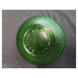 GREEN GLASS ASSORTMENT E.O. BRODY BOWL, BUBBLE CREAMER AND CANDLE HOLDER GREEN GLASS ASSORTMENT E.O. BRODY BOWL, BUBBLE CREAMER AND CANDLE HOLDER