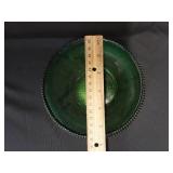 GREEN GLASS ASSORTMENT E.O. BRODY BOWL, BUBBLE CREAMER AND CANDLE HOLDER GREEN GLASS ASSORTMENT E.O. BRODY BOWL, BUBBLE CREAMER AND CANDLE HOLDER