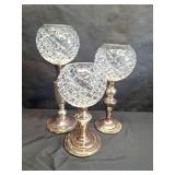 Crystal and Silver Plate Candle Holder Set Crystal and Silver Plate Candle Holder Set