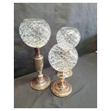 Crystal and Silver Plate Candle Holder Set Crystal and Silver Plate Candle Holder Set