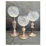 Crystal and Silver Plate Candle Holder Set Crystal and Silver Plate Candle Holder Set