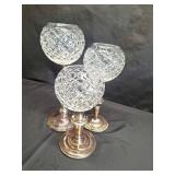 Crystal and Silver Plate Candle Holder Set Crystal and Silver Plate Candle Holder Set