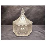 3-5" Clear PRESSED GLASS CANDY DISHES WITH LIDS AND 1-2.5" CLEAR PRESSED GLASS DISH W/LID 3-5" Clear PRESSED GLASS CANDY DISHES WITH LIDS AND 1-2.5" CLEAR PRESSED GLASS DISH W/LID