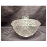 3-5" Clear PRESSED GLASS CANDY DISHES WITH LIDS AND 1-2.5" CLEAR PRESSED GLASS DISH W/LID 3-5" Clear PRESSED GLASS CANDY DISHES WITH LIDS AND 1-2.5" CLEAR PRESSED GLASS DISH W/LID