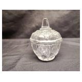 3-5" Clear PRESSED GLASS CANDY DISHES WITH LIDS AND 1-2.5" CLEAR PRESSED GLASS DISH W/LID 3-5" Clear PRESSED GLASS CANDY DISHES WITH LIDS AND 1-2.5" CLEAR PRESSED GLASS DISH W/LID