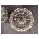 4 PRESSED CLEAR GLASS CANDY DISHES WITH LIDS 4 PRESSED CLEAR GLASS CANDY DISHES WITH LIDS
