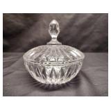 4 PRESSED CLEAR GLASS CANDY DISHES WITH LIDS 4 PRESSED CLEAR GLASS CANDY DISHES WITH LIDS