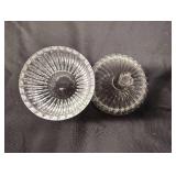 4 PRESSED CLEAR GLASS CANDY DISHES WITH LIDS 4 PRESSED CLEAR GLASS CANDY DISHES WITH LIDS