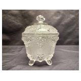 4 PRESSED CLEAR GLASS CANDY DISHES WITH LIDS 4 PRESSED CLEAR GLASS CANDY DISHES WITH LIDS