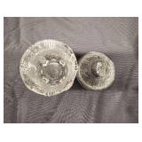 4 PRESSED CLEAR GLASS CANDY DISHES WITH LIDS 4 PRESSED CLEAR GLASS CANDY DISHES WITH LIDS