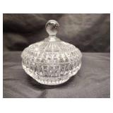 4 PRESSED CLEAR GLASS CANDY DISHES WITH LIDS 4 PRESSED CLEAR GLASS CANDY DISHES WITH LIDS