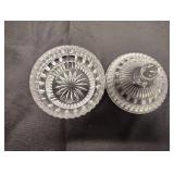 4 PRESSED CLEAR GLASS CANDY DISHES WITH LIDS 4 PRESSED CLEAR GLASS CANDY DISHES WITH LIDS