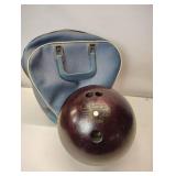 COLUMBIA 300 BOWLING BALL WITH BLUE LEATHER BOWLING BALL BAG COLUMBIA 300 BOWLING BALL WITH BLUE LEATHER BOWLING BALL BAG
