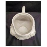 8" MILK GLASS PITCHER WITH GRAPE AND LEAF PATTERN 8" MILK GLASS PITCHER WITH GRAPE AND LEAF PATTERN