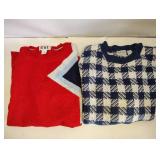 EV1 SWEATER WITH BLUE ASYMMETRICAL DESIGN AND DIVERSITY SPORT BRAND BLUE AND WHITE CHECKERED SWEATER SIZE M EV1 SWEATER WITH BLUE ASYMMETRICAL DESIGN AND DIVERSITY SPORT BRAND BLUE AND WHITE CHECKERED SWEATER SIZE M