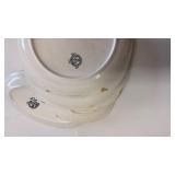 Paden Pottery (2) Square Dinner Plates and. Dessert Plate Rose Pattern w/ Silver Trim and Different Pattern Oval Dish Paden Pottery (2) Square Dinner Plates and. Dessert Plate Rose Pattern w/ Silver Trim and Different Pattern Oval Dish