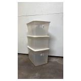 (3) Sterilite Clear Totes (3) Sterilite Clear Totes