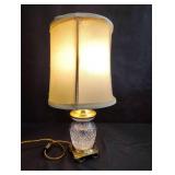 VINTAGE Waterford Crystal and BRASS TABLE LAMP WITH FABRIC Shade VINTAGE Waterford Crystal and BRASS TABLE LAMP WITH FABRIC Shade
