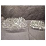 Fostoria American Clear Glass three-toed tricorne bowls Fostoria American Clear Glass three-toed tricorne bowls