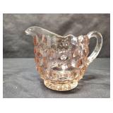 VINTAGE PINK DEPRESSION GLASS SUGAR BOWL and CREAMER SET. VINTAGE PINK DEPRESSION GLASS SUGAR BOWL and CREAMER SET.