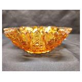VINTAGE FENTON DAISY AND BUTTON AMBER GLASS BOWL VINTAGE FENTON DAISY AND BUTTON AMBER GLASS BOWL