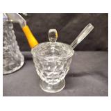 Fostoria American Cloverleaf Condiment Set With Tray Fostoria American Cloverleaf Condiment Set With Tray