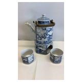 Vintage Porcelain Arrow International Tea Set w/ Brass Handle and Candle Warmer Vintage Porcelain Arrow International Tea Set w/ Brass Handle and Candle Warmer
