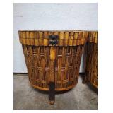 SET OF 2 PALECEK BAMBOO AND RATTAN STORAGE TABLES SET OF 2 PALECEK BAMBOO AND RATTAN STORAGE TABLES