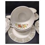 NORLIN 22 K-GOLD FLORAL PATTERN TEACUPS AND SAUCERS NORLIN 22 K-GOLD FLORAL PATTERN TEACUPS AND SAUCERS