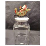 CLEAR GLASS COOKIE JAR WITH SANTA LID CLEAR GLASS COOKIE JAR WITH SANTA LID