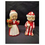 VINTAGE HAND MADE CERAMIC MRS CLAUSE AND SANTA IN PJ VINTAGE HAND MADE CERAMIC MRS CLAUSE AND SANTA IN PJ