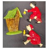 VINTAGE CERAMIC WALL HANGING SET - KNOWN AS " THE RACE TO THE OUTHOUSE" VINTAGE CERAMIC WALL HANGING SET - KNOWN AS " THE RACE TO THE OUTHOUSE"