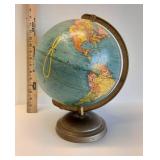 Mid-Century World Globe with Metal Base, Approximately 12" Diameter Mid-Century World Globe with Metal Base, Approximately 12" Diameter