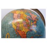Mid-Century World Globe with Metal Base, Approximately 12" Diameter Mid-Century World Globe with Metal Base, Approximately 12" Diameter