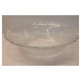 Clear Glass Bird Pattern Serving Bowl and Cup with Angels Clear Glass Bird Pattern Serving Bowl and Cup with Angels