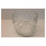 Clear Glass Bird Pattern Serving Bowl and Cup with Angels Clear Glass Bird Pattern Serving Bowl and Cup with Angels