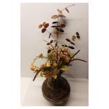 Ornate Bronze Spherical Vase with Dried Autumn Arrangement Ornate Bronze Spherical Vase with Dried Autumn Arrangement