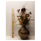 Ornate Bronze Spherical Vase with Dried Autumn Arrangement Ornate Bronze Spherical Vase with Dried Autumn Arrangement