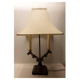 Traditional Two-Arm Table Lamp with Cream Shade, Approximately 28\" Tall Traditional Two-Arm Table Lamp with Cream Shade, Approximately 28\" Tall