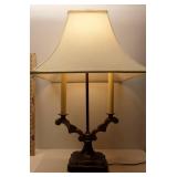 Traditional Two-Arm Table Lamp with Cream Shade, Approximately 28\" Tall Traditional Two-Arm Table Lamp with Cream Shade, Approximately 28\" Tall
