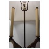 Traditional Two-Arm Table Lamp with Cream Shade, Approximately 28\" Tall Traditional Two-Arm Table Lamp with Cream Shade, Approximately 28\" Tall