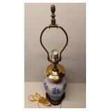 Blue and White Porcelain Table Lamp with Floral Design, Approximately 28 Inches Height Blue and White Porcelain Table Lamp with Floral Design, Approximately 28 Inches Height