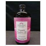 Heritage Store Organic Castor Oil  Cold Pressed | Rich Hydration for Hair & Skin  Bold Lashes & Brows  Hexane Free  32oz