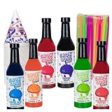 12.7oz Snow Cone Syrups (6 Pack W/Cups/Straws)