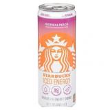 4 pk Starbucks Iced Energy Zero Sugar Sparkling Energy Drink Tropical Peach - 12.0 fl oz