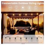Outdoor String Lights 50ft, G40 Led Patio Globe Lights with 26pcs Bulbs, Waterproof Shatterproof Dimmable Connectable Hanging for Cafe, Bistro, Backyard, Gazebo, Balcony, Party, Black - Retail: $25 Outdoor String Lights 50ft, G40 Led Patio Globe Lights with 26pcs Bulbs, Waterproof Shatterproof Dimmable Connectable Hanging for Cafe, Bistro, Backyard, Gazebo, Balcony, Party, Black - Retail: $25