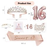 Sweet 16 Birthday Party Decorations for Girls, Sweet 16 Sash and Tiara, Pop up Card, Cake Toppers, Number Candles and Balloons, 16th Birthday Gifts for Girls - Retail: $10 Sweet 16 Birthday Party Decorations for Girls, Sweet 16 Sash and Tiara, Pop up Card, Cake Toppers, Number Candles and Balloons, 16th Birthday Gifts for Girls - Retail: $10