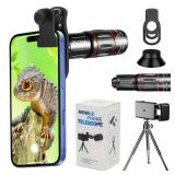 Phone Camera Lens Kit 28X Telephoto Lens for iPhone with E-Clip and Tripod, Suitable for Most Smartphones (Black) Phone Camera Lens Kit 28X Telephoto Lens for iPhone with E-Clip and Tripod, Suitable for Most Smartphones (Black)