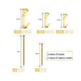 184 Pieces Picture Hanging Kit, 20lb, 30lb, and 50lb Picture Hangers, Metal Picture Hanging Hooks with Nails, on Drywall, Wooden Wall(Gold) - Retail: $7 184 Pieces Picture Hanging Kit, 20lb, 30lb, and 50lb Picture Hangers, Metal Picture Hanging Hooks with Nails, on Drywall, Wooden Wall(Gold) - Retail: $7