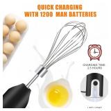 Electric Hand Mixer Whisk| Wireless Rechargeable Handheld Egg Beater with 2 Stainless Steel Mixing Heads | Portable Kitchen Aid Hand Mixer for Egg, Milkshake Cream, Cake, Baking & Cooking-Black - Reta Electric Hand Mixer Whisk| Wireless Rechargeable Handheld Egg Beater with 2 Stainless Steel Mixing Heads | Portable Kitchen Aid Hand Mixer for Egg, Milkshake Cream, Cake, Baking & Cooking-Black - Reta